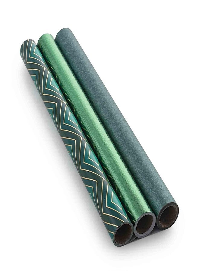 AimtoHome Wrapping Paper Roll Paper Gift Wrap 17 Inch X 120 Inch Per Roll 3 Different Green Design (42.3 sq.ft.ttl) - Image 1